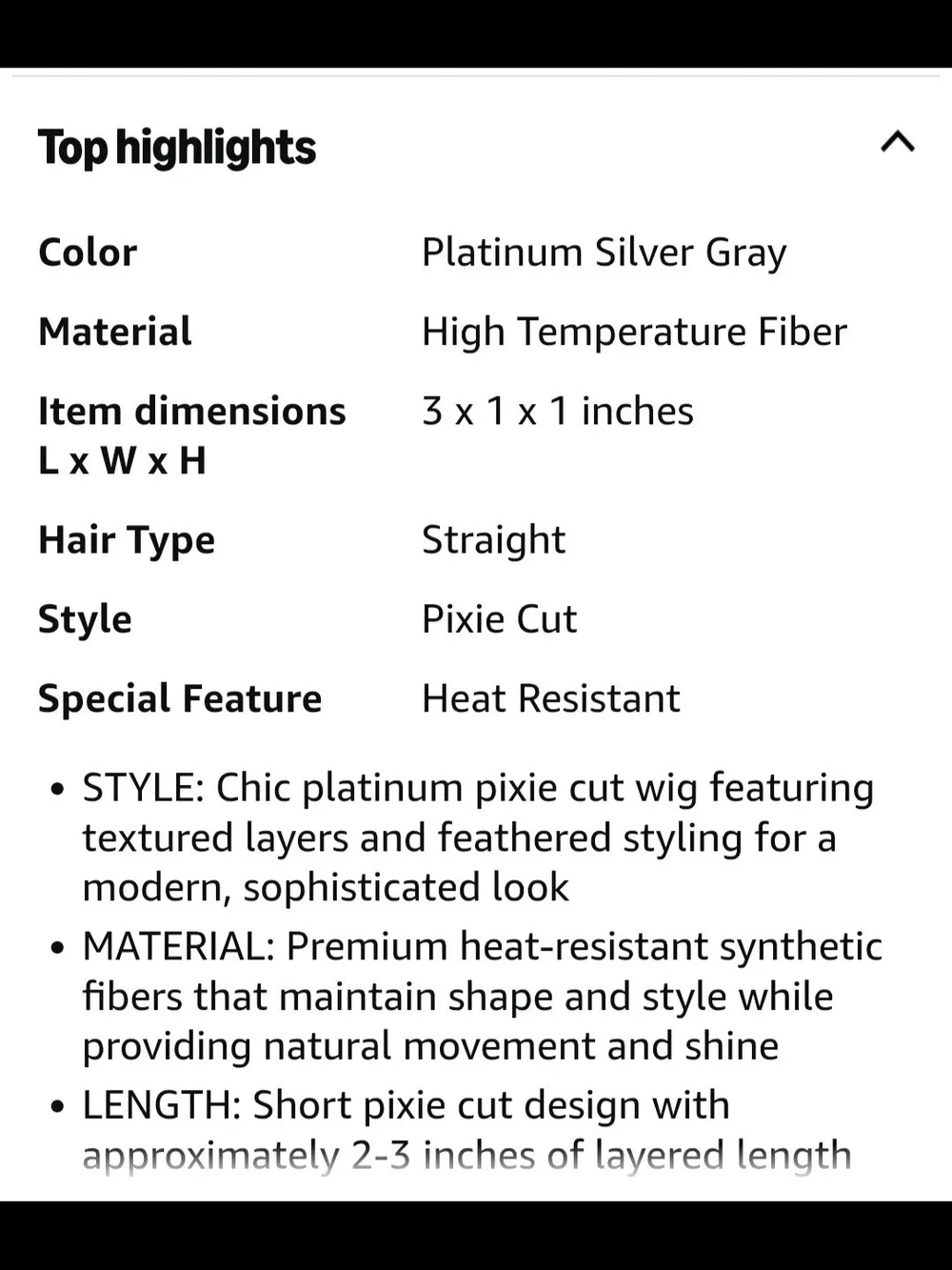 Platinum Silver Grey Pixie Cut Synthetic Wig - Heat-Resistant